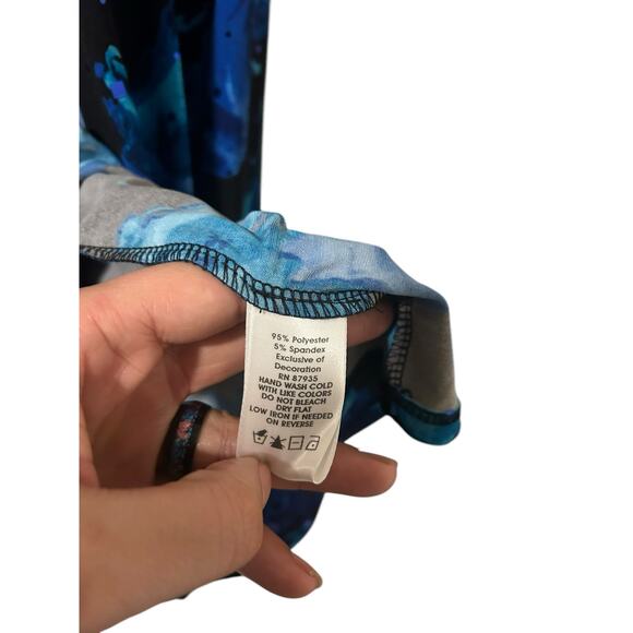 Susan Graver Womens Floral Stretchy Open Front Sparkly Cardigan Black Blue Sz S - Picture 7 of 10